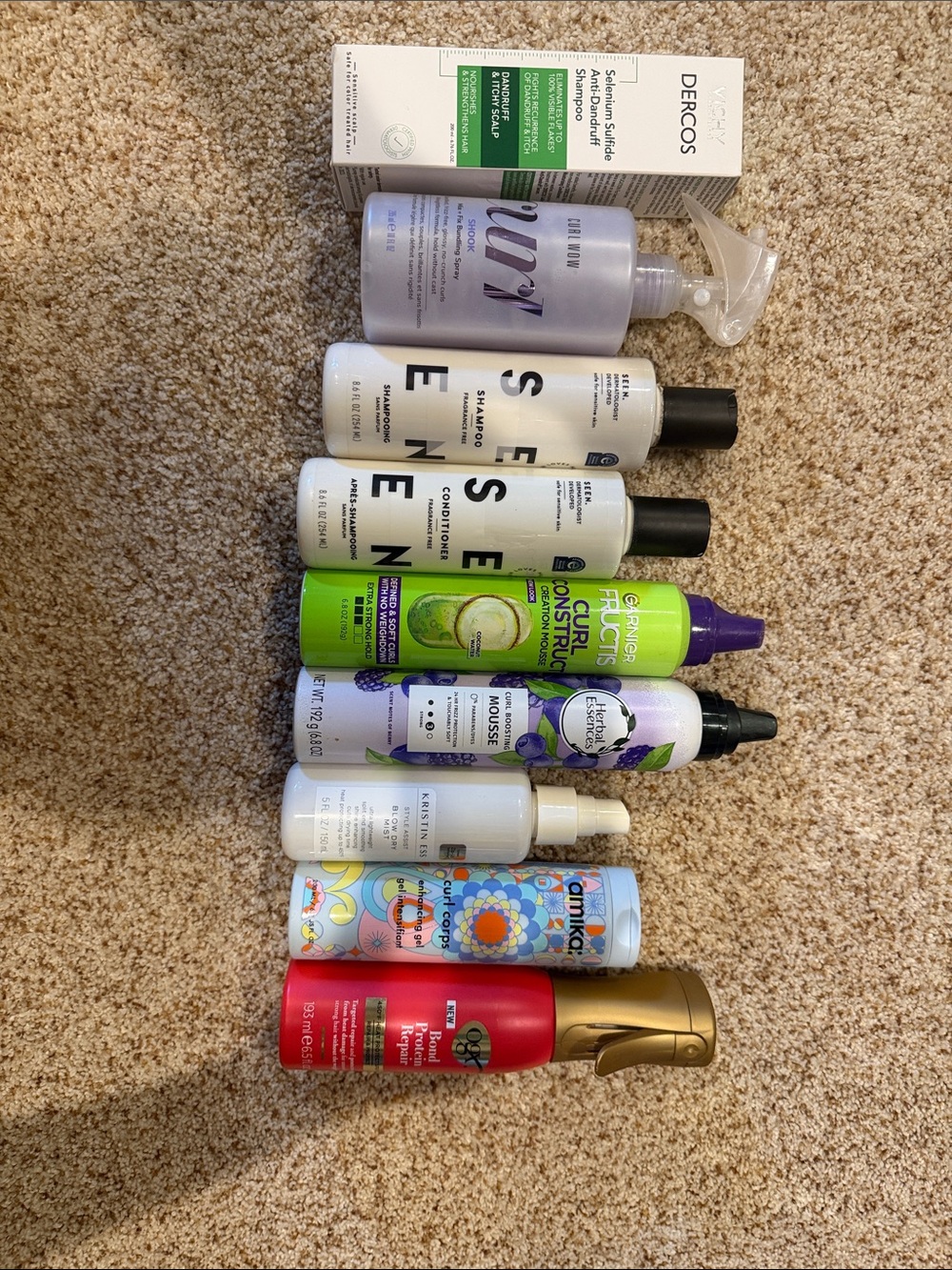 Lot of 9 hair products (most used but almost full, some new)